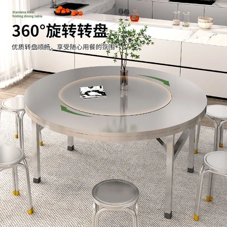 餐桌家用简易圆形吃饭桌茶几书桌简约阳台转盘户外酒店可折叠洽谈
