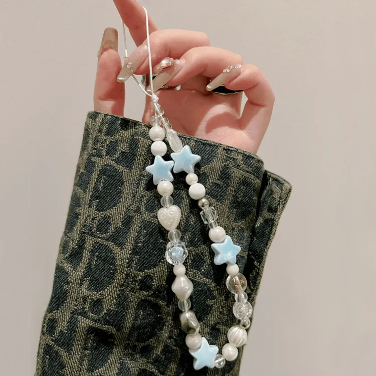 夏日海盐星星手机挂绳手工链条相机挂链小清新挂饰防丢绳手机链