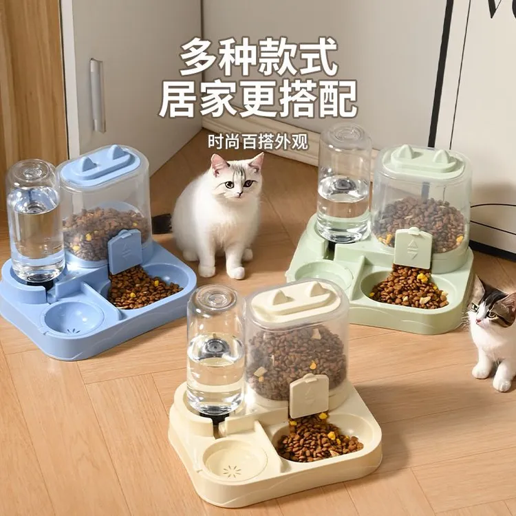 自动续水粮猫咪盆自动喂食盆水碗一体护颈宠物喝水喂猫神器全自J