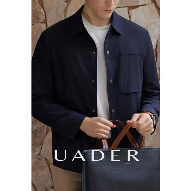 UADER【抗皱易打理】高端翻领衬衫式夹克商务休闲薄款通勤外套男