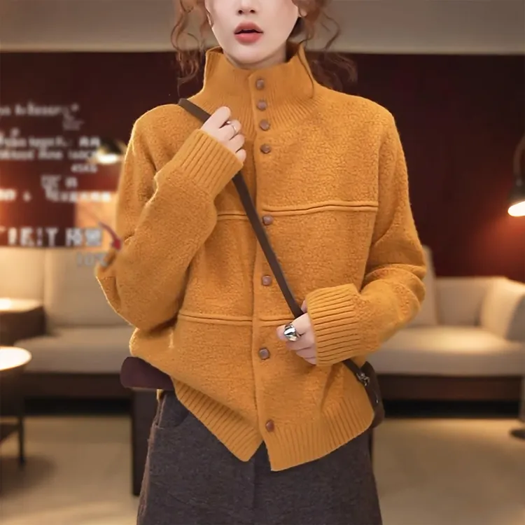 今年流行宽松高领毛衣针织开衫女秋冬季新款高级好看漂亮别致上衣