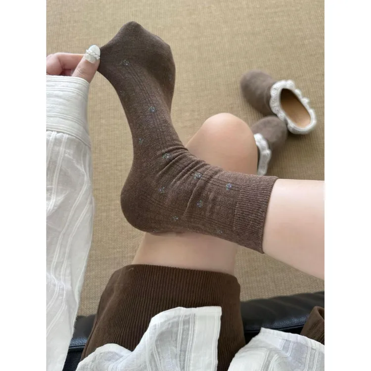 日系小碎花袜子好米好米！太有秋日氛围了中筒袜配勃肯堆堆也超美G