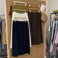 2996#【珍妮甜心】复古后开叉显瘦半身裙