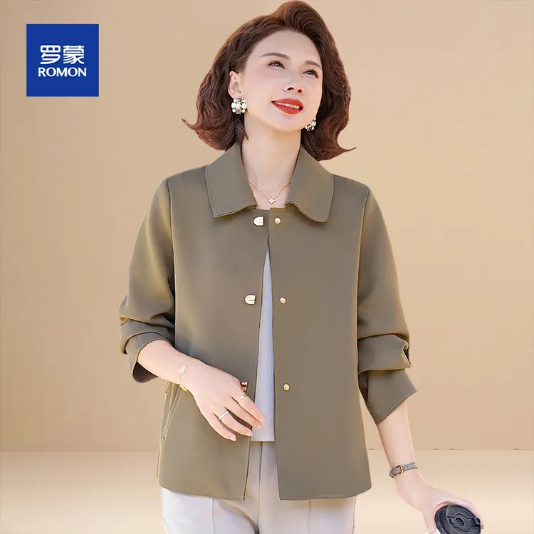 罗蒙妈妈洋气上衣2025新款中年高端女装秋装外套中老年人春秋风衣