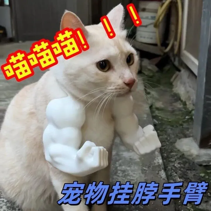 【曲奇】挂脖肌肉手臂3d打印玩具恶搞宠物道具猫咪搞笑装饰