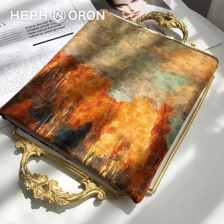 HEPHSORON羊毛丝巾女款橘黄色大披肩水溶羊毛长款围巾礼盒送长辈