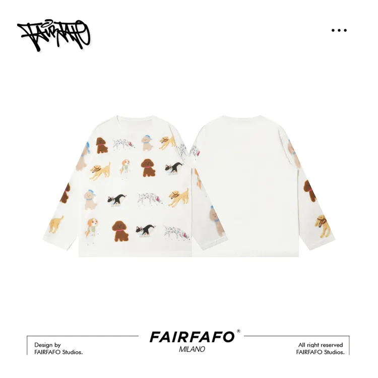 【可爱小狗印花长袖】CXCL57098早秋新款宽松舒适松弛感小狗长袖