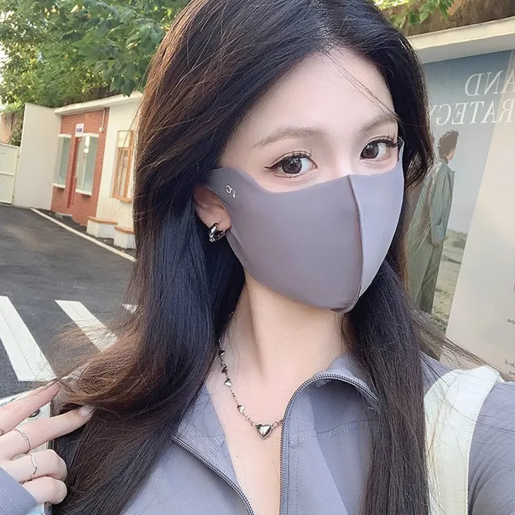 夏季防晒口罩女冰丝面罩透气护眼角防紫外线渐变薄冰感高颜值面罩