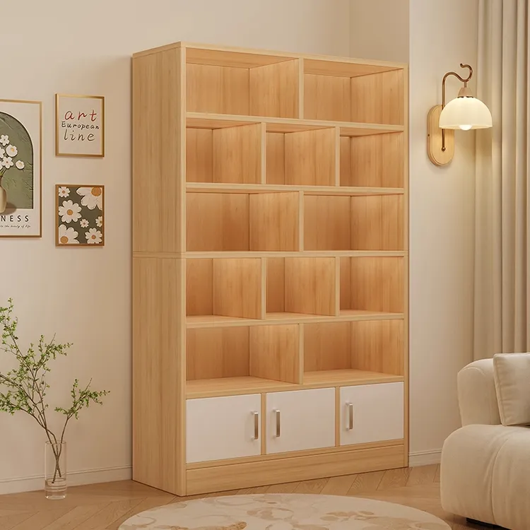 书架一体靠墙落地置物架家用客厅储物柜飘窗书橱柜整墙收纳柜柜子