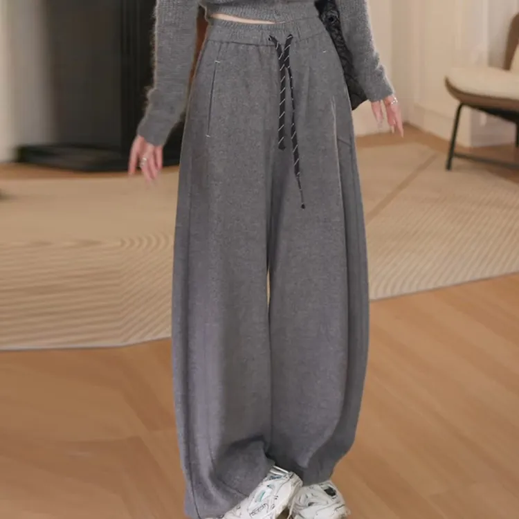 2025秋冬新款设计感高腰显瘦宽松直筒阔腿裤子女装时尚简约休闲裤