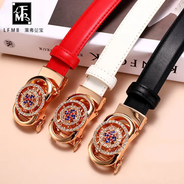 新款时来运转女士皮带配饰自动扣腰带女时尚百搭韩版网红装饰裤带