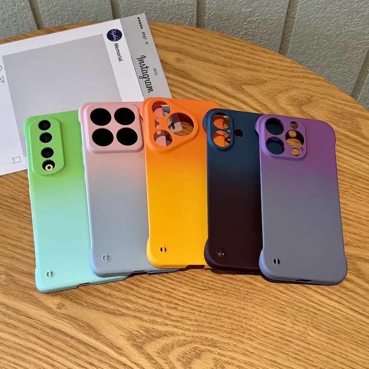 渐变双色无边框适用苹果16/15手机壳iPhone14华为P70oppo小米vivo