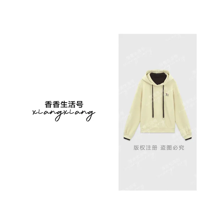 1611时尚休闲橙色卫衣女假两件2025季秋上衣百搭