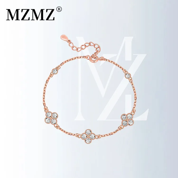 MZMZ 925银手链 纯银四叶草手链女轻奢小众精致闺蜜手饰生日礼物