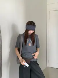 温柔瑶-Uncle Be秋款福利#彩色波点绣蝴蝶猫咪短袖#7527