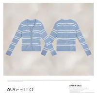 【加州蓝天】25春季百搭条纹坑条绞花休闲开衫H18KS02C30568