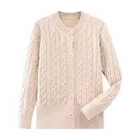 新款设计款圆领麻花毛衣开衫女短款修身针织衫上衣 F608