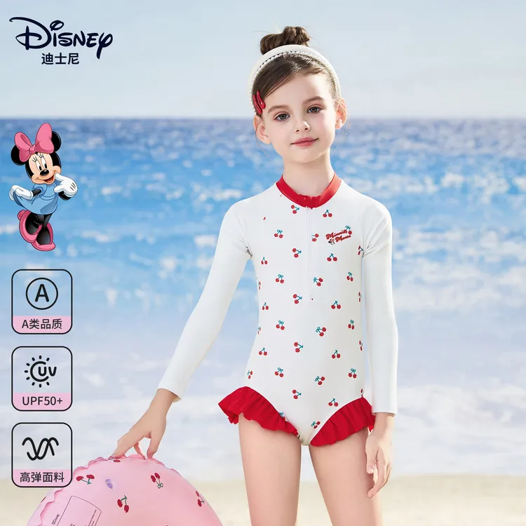 迪士尼儿童泳衣2025款女童泳装中童连体防晒女儿童学游泳衣35320