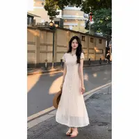 「韵味伊人」小个子定制 法式高级感收腰蕾丝拼接连衣裙#YWYR983