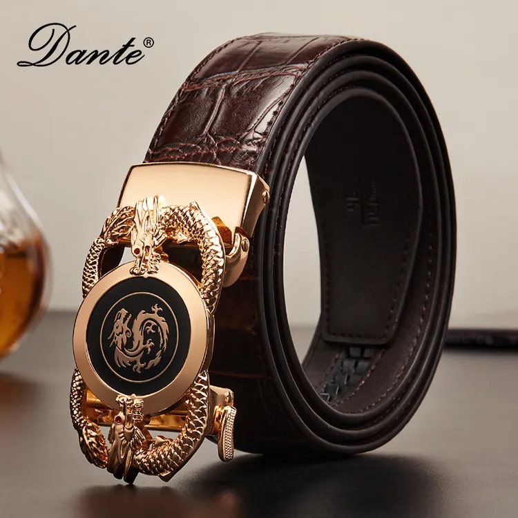 皮带男士真皮自动扣鳄鱼纹牛皮动物腰带belt外贸