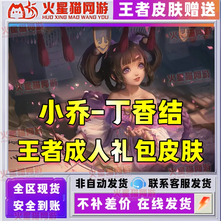 王者送荣耀必得永久小乔丁香结韩信街头霸王皮肤成人礼包
