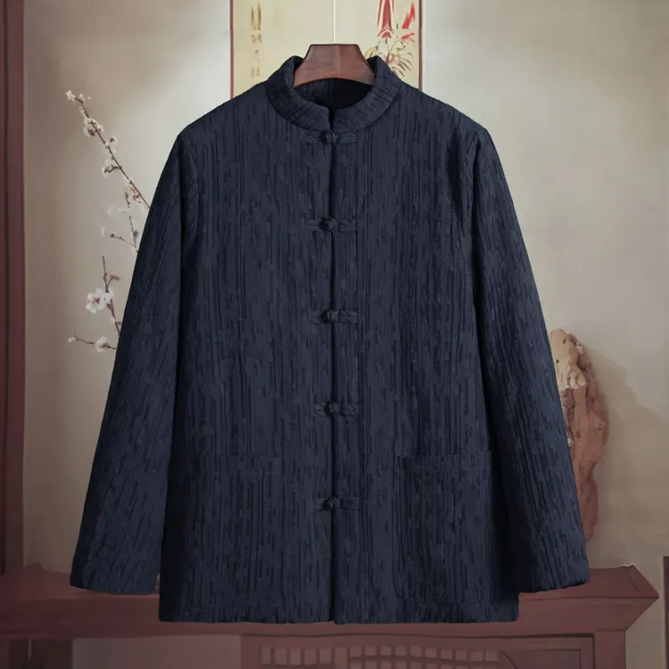 由天丨秋冬季男装棉麻唐装对襟盘扣棉衣中国风棉袄外套中老年棉服