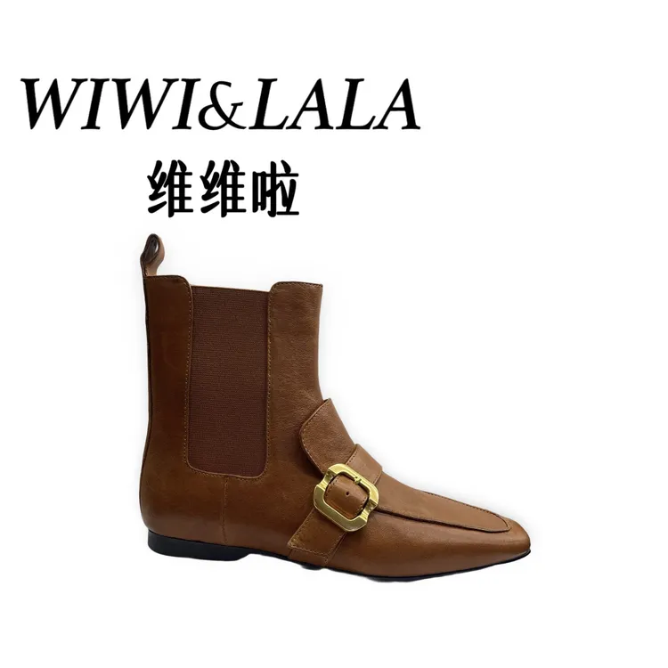 【维维啦】AW25秋款牛皮烟筒靴短靴9088-0705