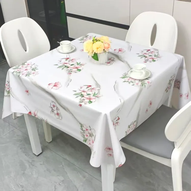 免洗防水防油防烫不透明PVC纱线布正方形餐桌茶几桌布麻将桌台布