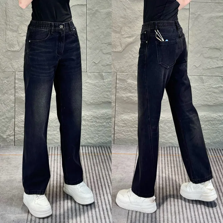 2025秋季新款男士新疆长绒棉直筒牛仔裤松紧腰时尚百搭长裤3502
