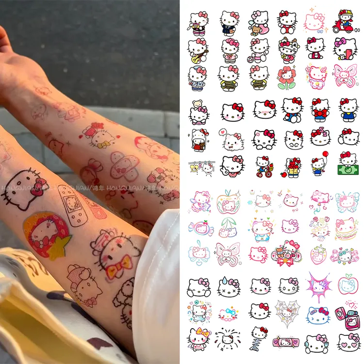 HelloKitty可爱卡通纹身贴夏日防水持久KT猫花臂手臂满背逼真贴纸