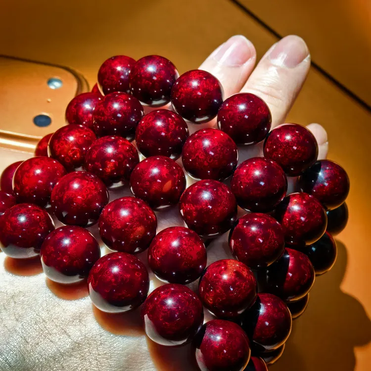 1.5*14赤宝砂手串男士非遗大漆珠手串文玩配饰念珠国风小众高级感