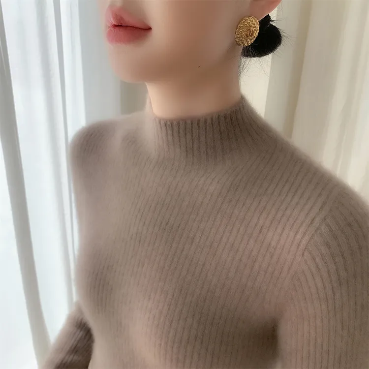 专柜正品100%纯羊绒衫女2025新款秋冬季半高领修身内搭纯色打底衫