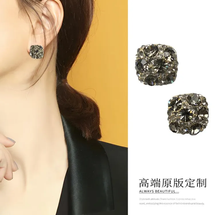 925银合成锆石耳饰 轻奢超闪复古耳钉女气质高级感2025年新款耳环