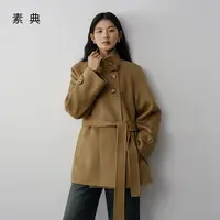 素典【冬日大衣】100绵羊毛复古双面呢子大衣女秋冬毛呢外套5372