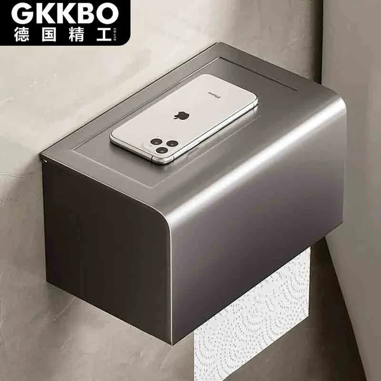 GKKBO德国精工】 14免打孔卫生间厕纸盒擦手纸盒挂壁式厕所纸巾架
