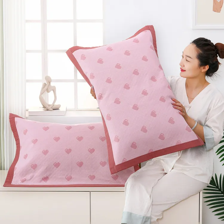 天阳加大细纱纯棉枕巾加厚纱布盖巾水晶棉单人欧式情侣成人枕头巾