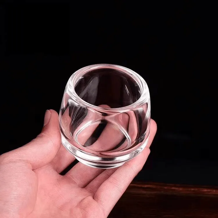 【6只装】高档水晶玻璃杯扳指杯主人杯不烫手家用加厚养生玻璃茶杯