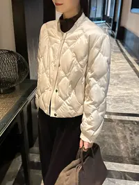 R123389W【白鸭绒】百搭长袖羽绒服上衣短款极简风宽松型短外套