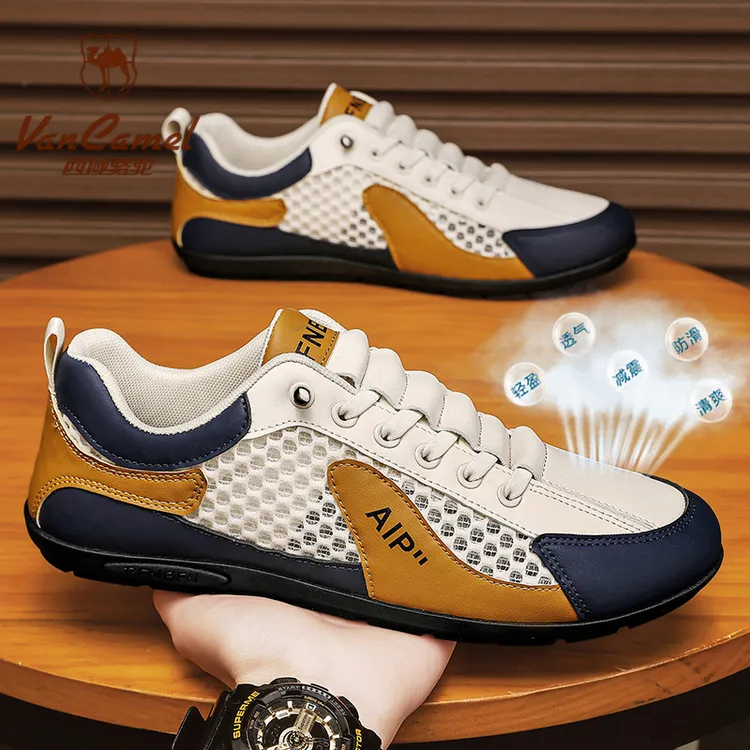 【轻便空调鞋】西域骆驼夏季透气一脚蹬懒人鞋潮流休干净感痞帅男鞋