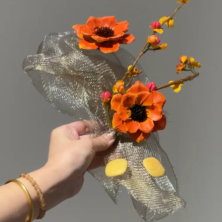 T7156银纱裹暖橙花衔露便是秋宴里的惊鸿