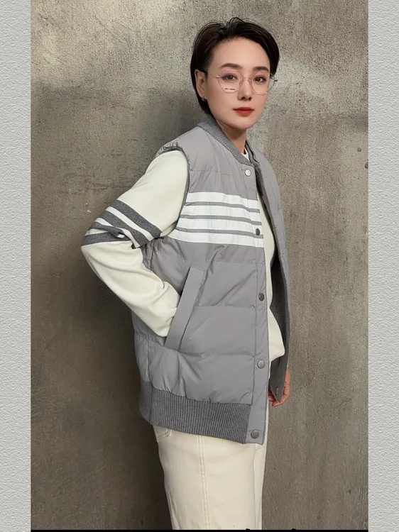 【王爷】2025男士秋冬新款时尚百搭双面穿羽绒针织拼接马甲8602
