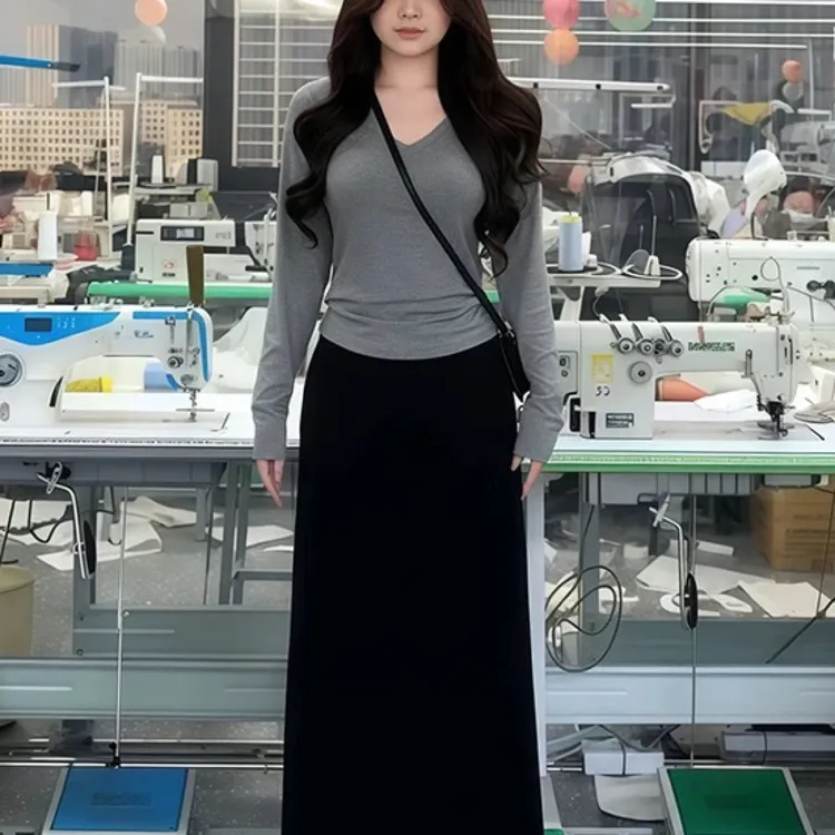 辣妹长A裙时尚百搭高腰秋冬气质显瘦大码女装