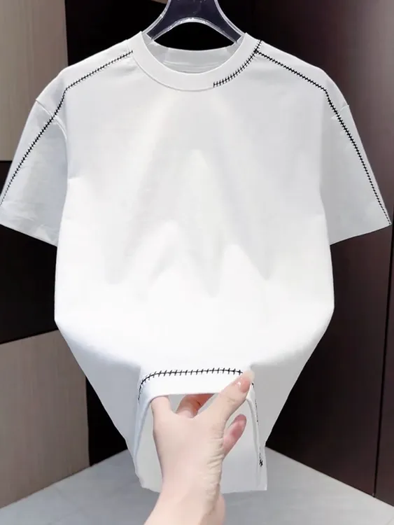 2025新款青年时尚轻奢短袖休闲百搭打底衫圆领高品质半袖T体恤衫
