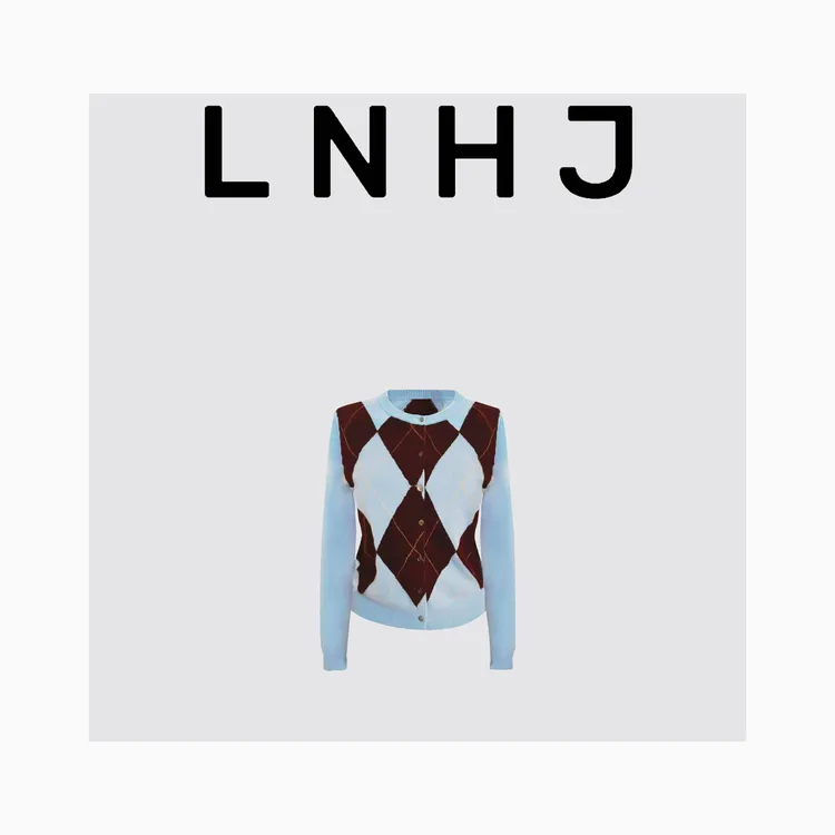 LNHJ【菱动时光】设计感菱格圆领针织长袖开衫