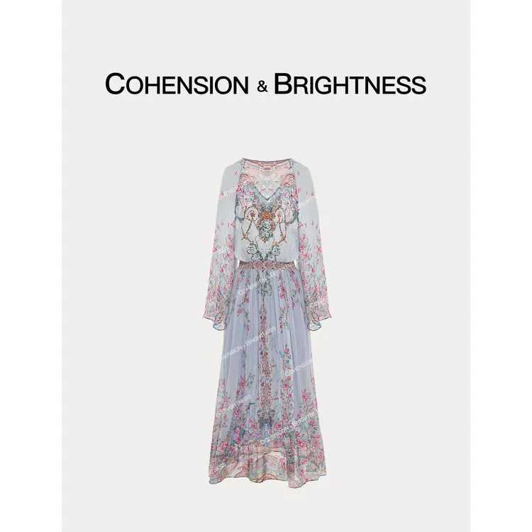 凝慧真的好【波西米亚】春季浪漫风立体花朵桑蚕丝连衣裙汉服LQ180