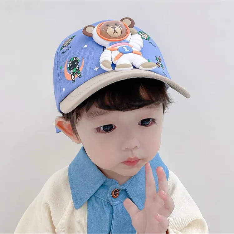 春季新品儿童帽子春秋新款韩版卡通机器人儿童遮阳鸭舌帽幼儿宝宝