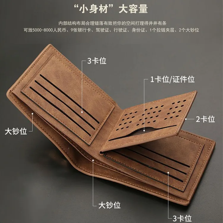 复古高档钱包男士短款休闲卡包证件包日韩薄款钱夹多卡位潮流钱包
