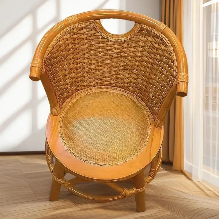 LXJ55升级版加粗把手加固真藤编织藤椅阳台客厅靠背椅65*35