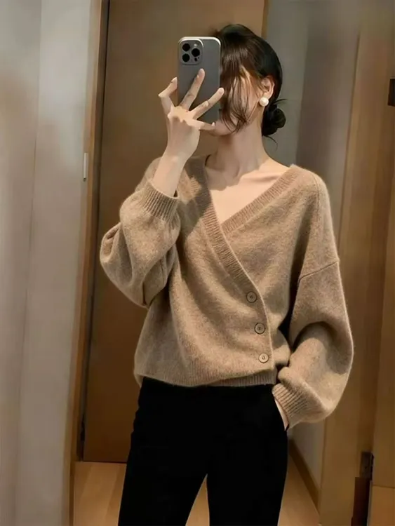 Y166欧货高端高级感2025早秋新款针织开衫毛衣潮流气质长袖上衣女