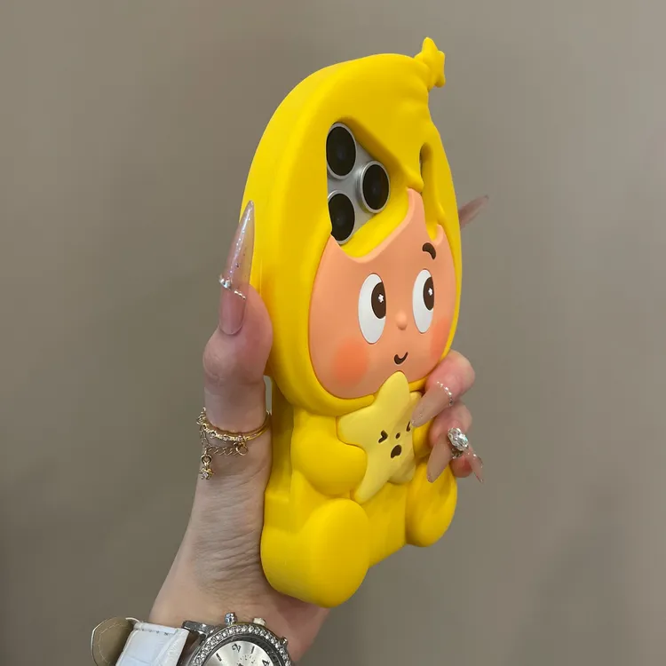 可爱立体抱星尖尖帽星星人适用iPhone17pm手机壳16pro新款15软14